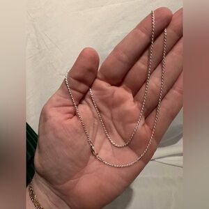 925 sterling silver – solid rope chain necklace – 18″ – 1 mm